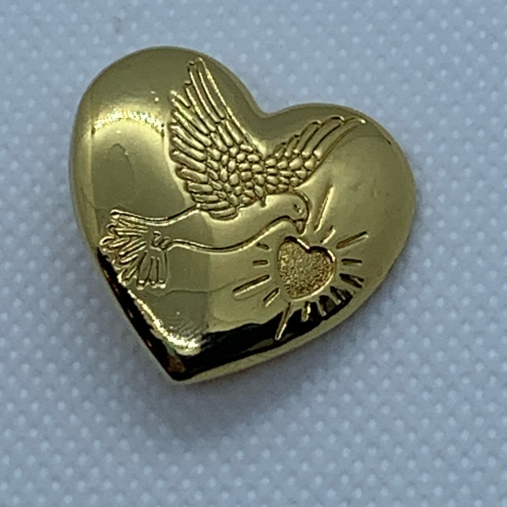 Yellow Tone Heart w/ Dove Variety Club Pin / Brooch